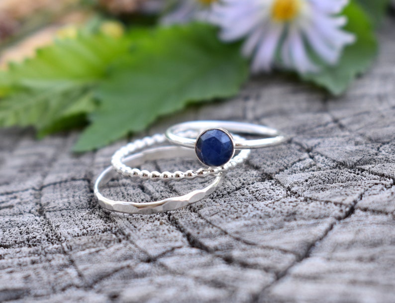 Sapphire Rings Sapphire Stacking Set Sterling Silver - Etsy
