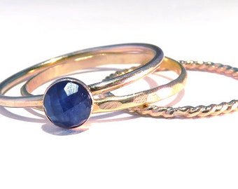 Sapphire rings, Sapphire Stacking Set, Gold Sapphire rings, Natural sapphire rings, September birthstone rings, September rings, Gold stack