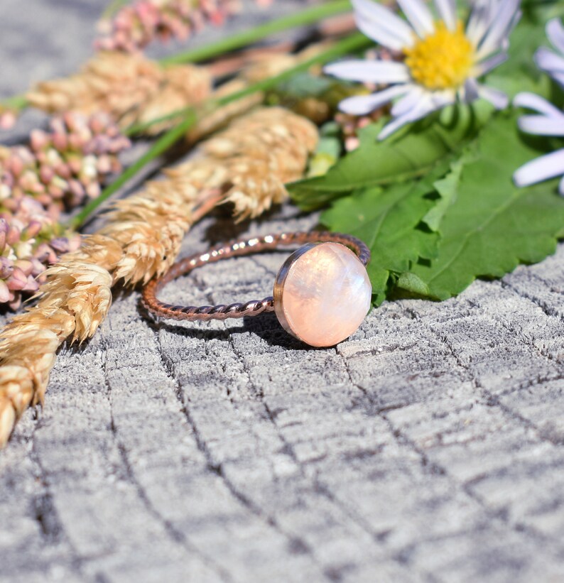 Moonstone ring, Rainbow Moonstone Ring, 14k yellow gold stacking ring, Gemstone ring, Gold Moonstone Ring, Gold Ring, Gold stacking ring image 5