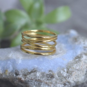Gold Wrap ring, Wrap Spiral Ring, Swirl Statement Ring, Triple Coil Ring, Gift for Her, Simple Ring, gold thumb ring, gold wraparound image 7