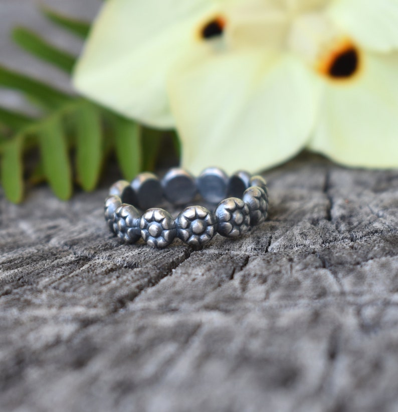 Boho Rings boho style sterling silver Silver ring midi rings flower ring set festival Daisy ring stacking ring silver stacking ring