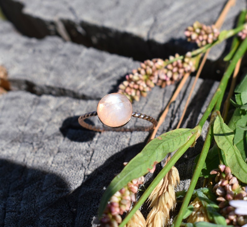 Moonstone ring, Rainbow Moonstone Ring, 14k yellow gold stacking ring, Gemstone ring, Gold Moonstone Ring, Gold Ring, Gold stacking ring image 1