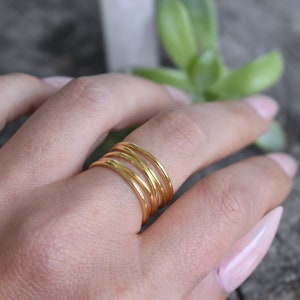 Gold Wrap ring, Wrap Spiral Ring, Swirl Statement Ring, Triple Coil Ring, Gift for Her, Simple Ring, gold thumb ring, gold wraparound image 2