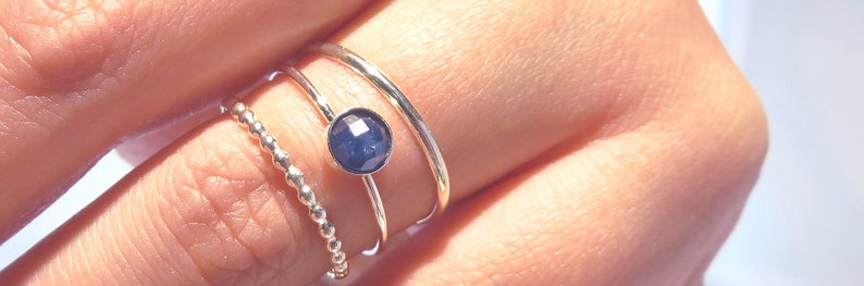 Sapphire Ring Silver Sapphire Ring Sapphire Stacking Ring | Etsy