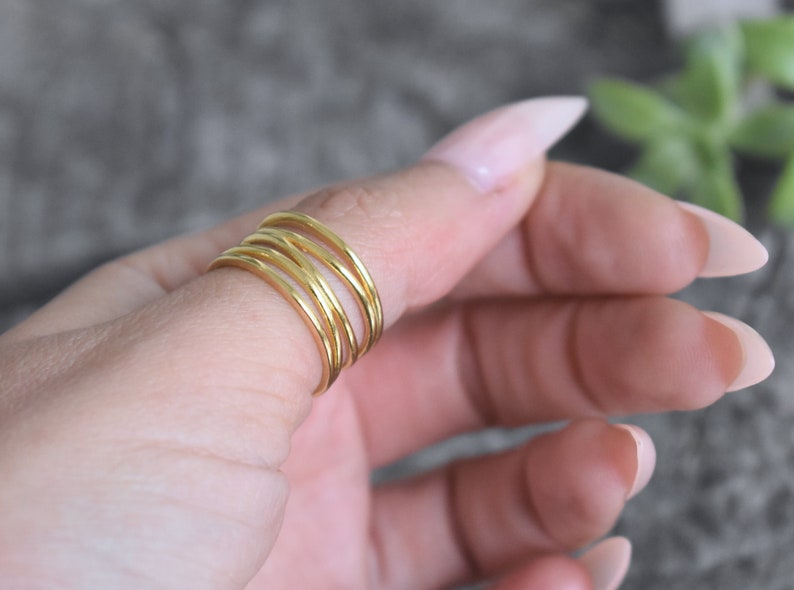 Gold Wrap ring, Wrap Spiral Ring, Swirl Statement Ring, Triple Coil Ring, Gift for Her, Simple Ring, gold thumb ring, gold wraparound image 8