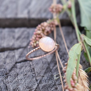 Moonstone ring, Rainbow Moonstone Ring, 14k yellow gold stacking ring, Gemstone ring, Gold Moonstone Ring, Gold Ring, Gold stacking ring image 4