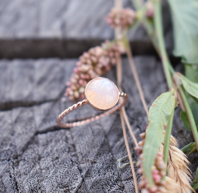 Moonstone ring, Rainbow Moonstone Ring, 14k yellow gold stacking ring, Gemstone ring, Gold Moonstone Ring, Gold Ring, Gold stacking ring image 4