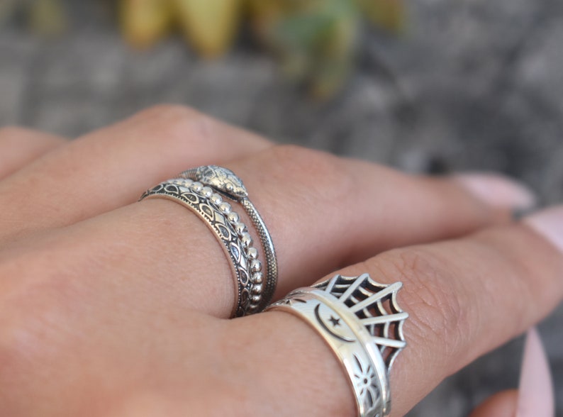 Ouroboros Ring, Snake ring, sterling silver snake, silver snake ring, ouroboros jewelry, boho snake ring, death and rebirth, snake jewelry image 7