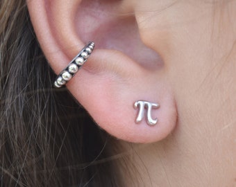 Pi Earrings, Math Earrings, Math Teacher Gift, Pi Day, Math Gifts, STEM gift, Pi Stud Earrings, Sterling Silver Pi, mathematic constant
