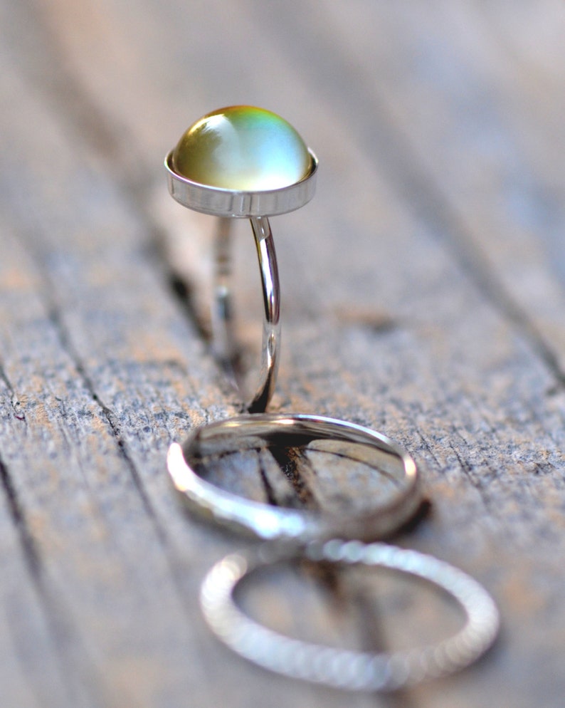 Mood Ring, Mood stone Rings, silver rings, Mood Ring Set, Boho stacking rings, silver stacking rings, midi ring, Moodstone jewelry image 3