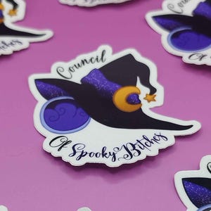 Rat der Spooky Bitches Vinyl-Aufkleber, wasserdichter glänzender Goth-Aufkleber Halloween Vibes, Hexencoven-Ästhetik, niedliches Witchy-Geschenk