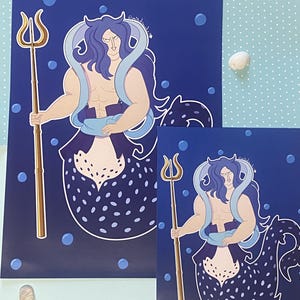 Stampa del Principe del Regno di Fukaboshi Ryugu, formato A4 e A5, decorazione murale anime, carta spessa opaca, decorazione anime in carta di seta, stampa artistica ispirata a One Piece