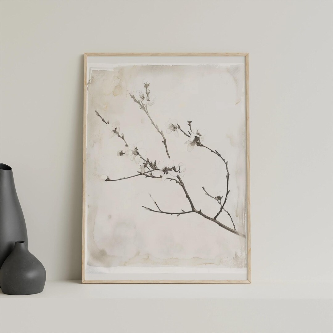 Cherry Blossom Ink Art – Minimalist Japanese Sakura Print, Zen Wall ...