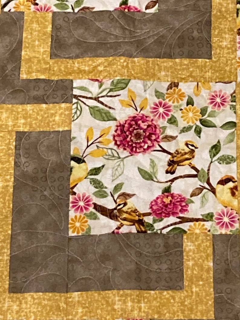 Handmade Quilt Throw Quilt Lap Quilt Birds Floral Etsy