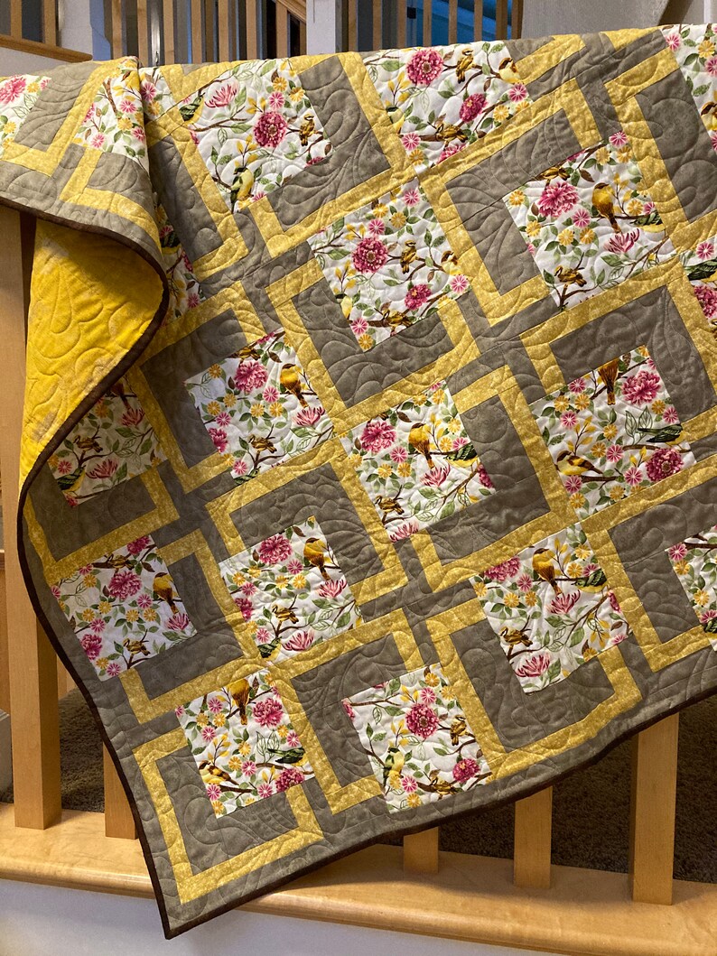 Handmade Quilt Throw Quilt Lap Quilt Birds Floral Etsy