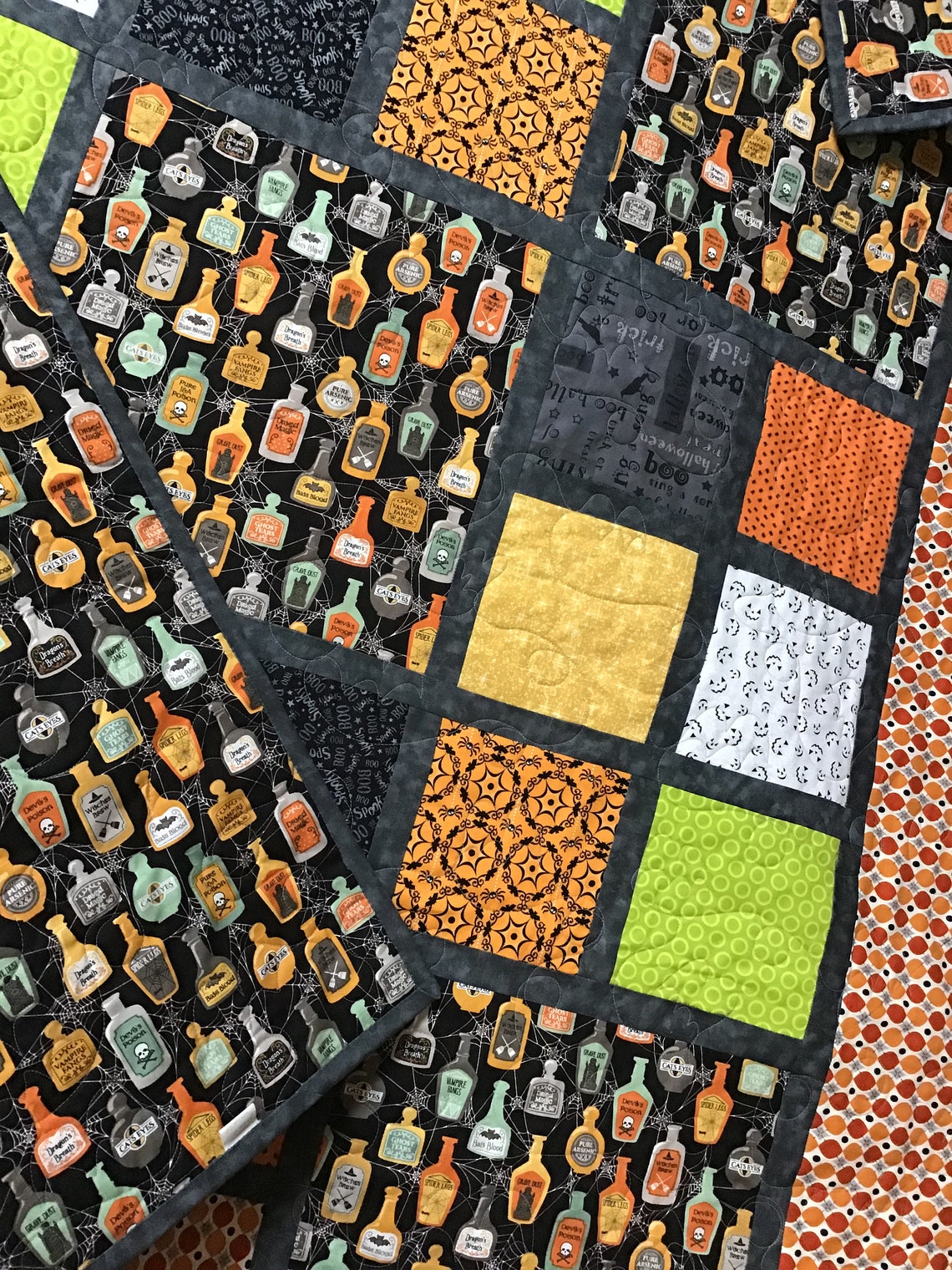 Handmade Quilt Throw Quilt Lap Quilt Halloween Quilt Etsy