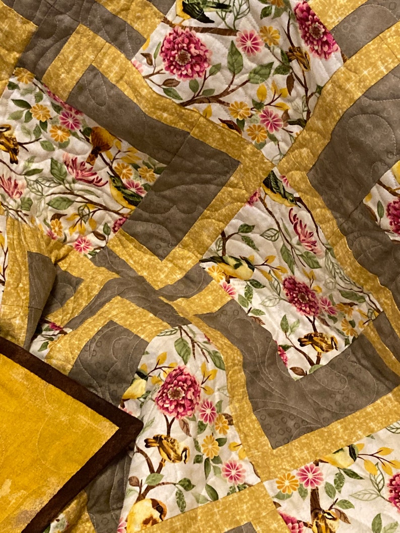 Handmade Quilt Throw Quilt Lap Quilt Birds Floral Etsy