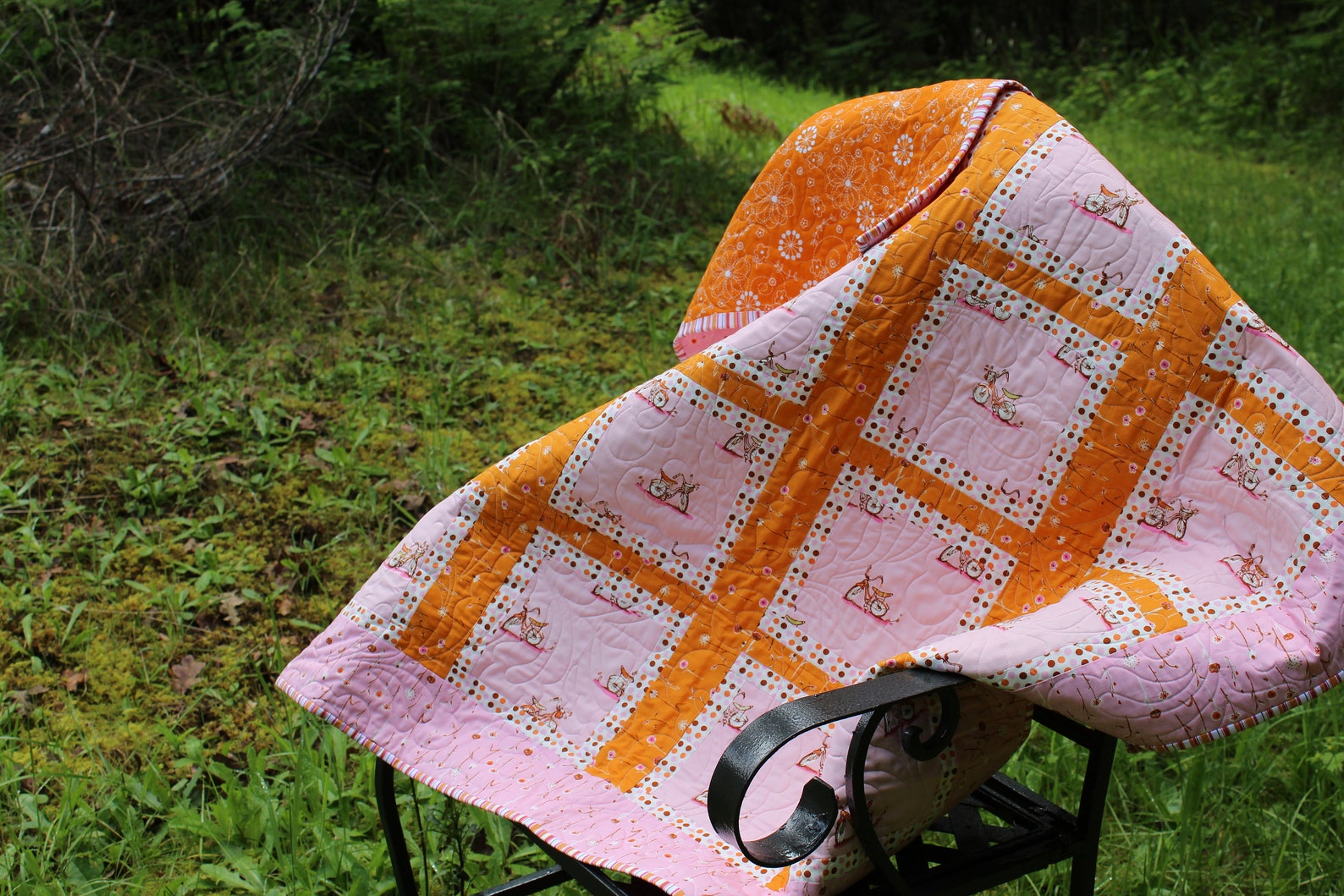 Handmade Quilt Throw quilt Lap Quilt Pink Orange Etsy