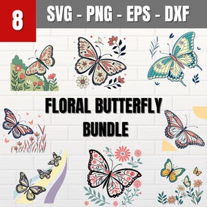 Butterfly SVG bundle, 8 Unique Designs Butterfly SVG, Butterfly SVG Layered, Butterfly Files for Cricut, Butterfly Clipart, dxf,eps,pdf