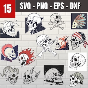 Skulls SVG Bundle, Skeleton svg Bundle, Skull Cut files for Cricut, Skull Clipart, Skull Silhouette, Skeleton svg, Skull Vector