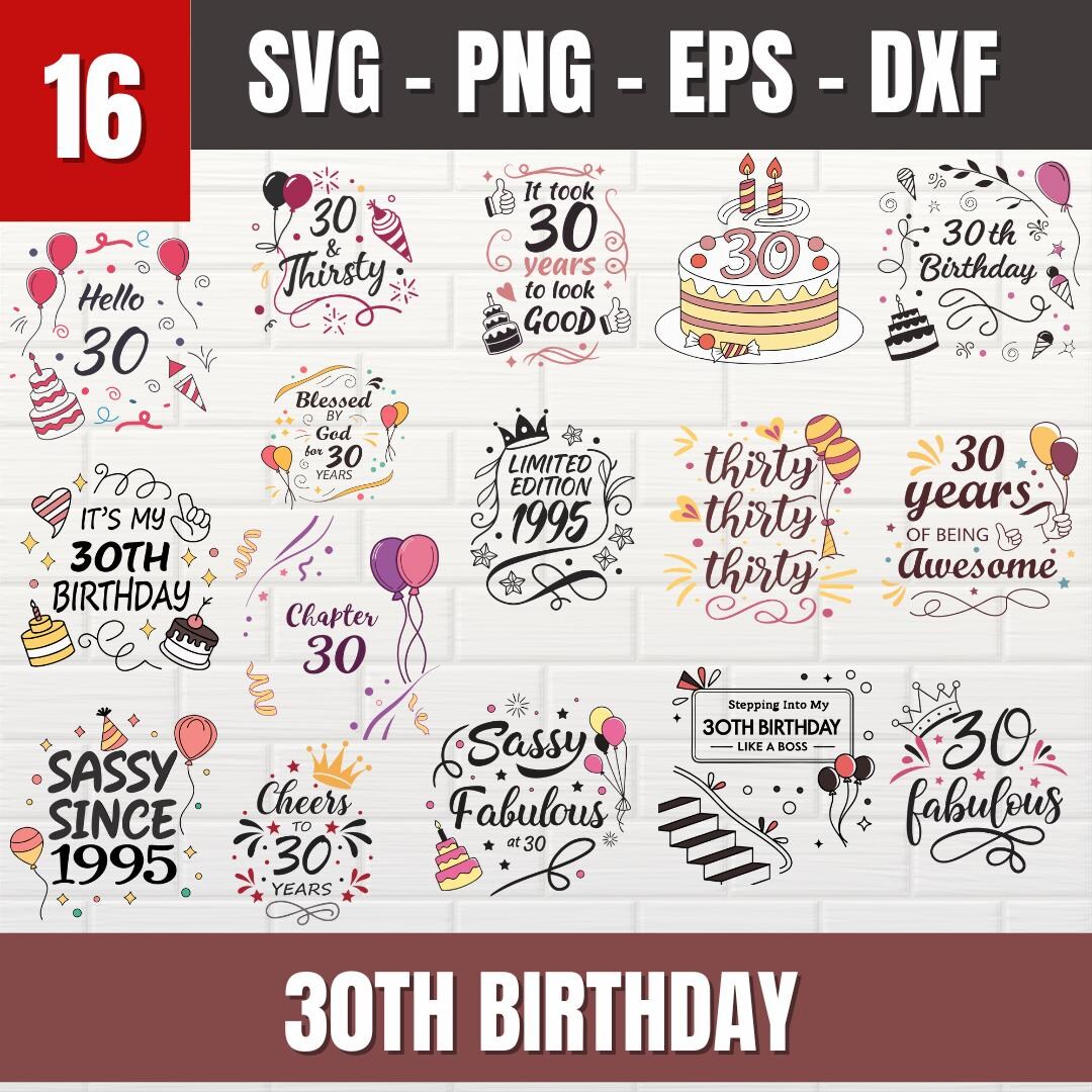 30th Birthday SVG Bundle: Milestone Designs (digital Download) - Etsy