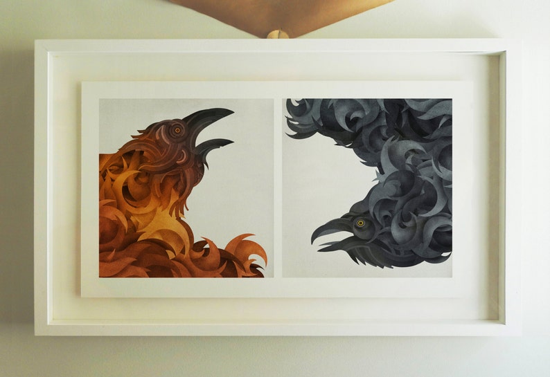 Crows Diptych Archival Giclee Print by Eoin Ryan image 1