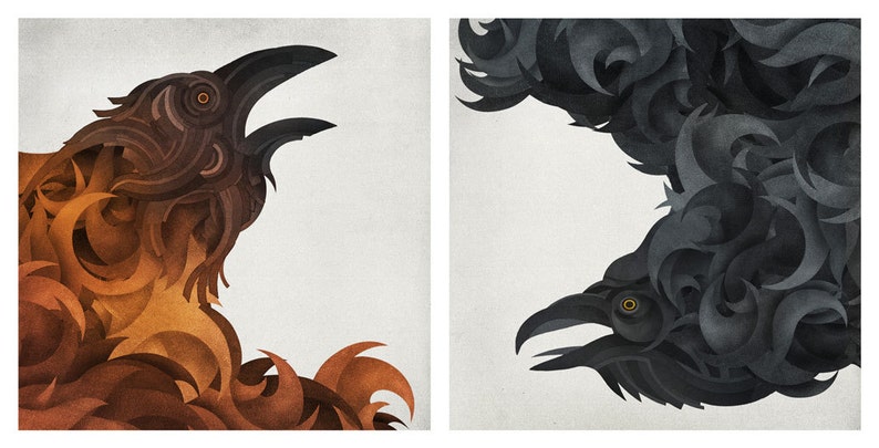 Crows Diptych Archival Giclee Print by Eoin Ryan image 2