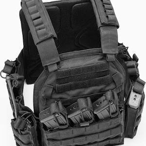 Modular Tactical Vest with MOLLE System | Military Plate Carrier | Airsoft Adjustable Combat Chest Rig with Pouches | Paintball & Training