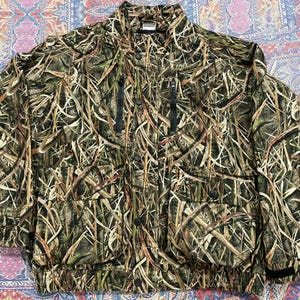 Camo Hunting Jacket: Waterproof Windbreaker, Duck Blind Grass Pattern
