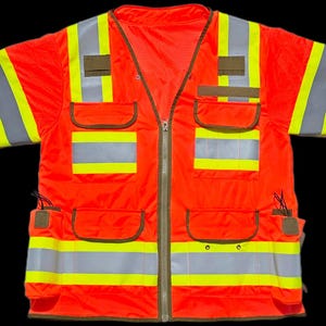High Visibility Safety Vest with Sleeves | Orange Safety Vest with Reflective Tape & Multi Pockets | Surveyor Safety Vest | New Design