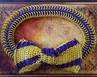 Chainmail Bow Tie - Yellow & Purple Big Stripe Pattern