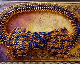 Chainmail Bow Tie - Orange & Blue Zig-Zag Pattern