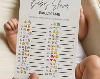 Baby Shower Emoji Game Printable, Baby Emoji Pictionary Game, Baby Shower Fun, Emoji Baby Phrases Game, Instant Download, Gender Reveal