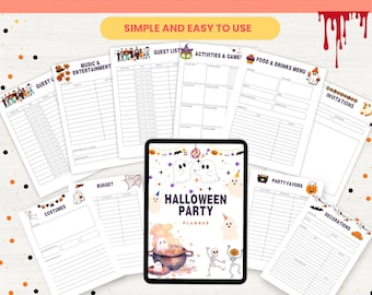 Halloween Party Planner Printable, Halloween Costume and Meal Planner, Fall Party Checklist, Spooky Party Planning Binder, Instant Download