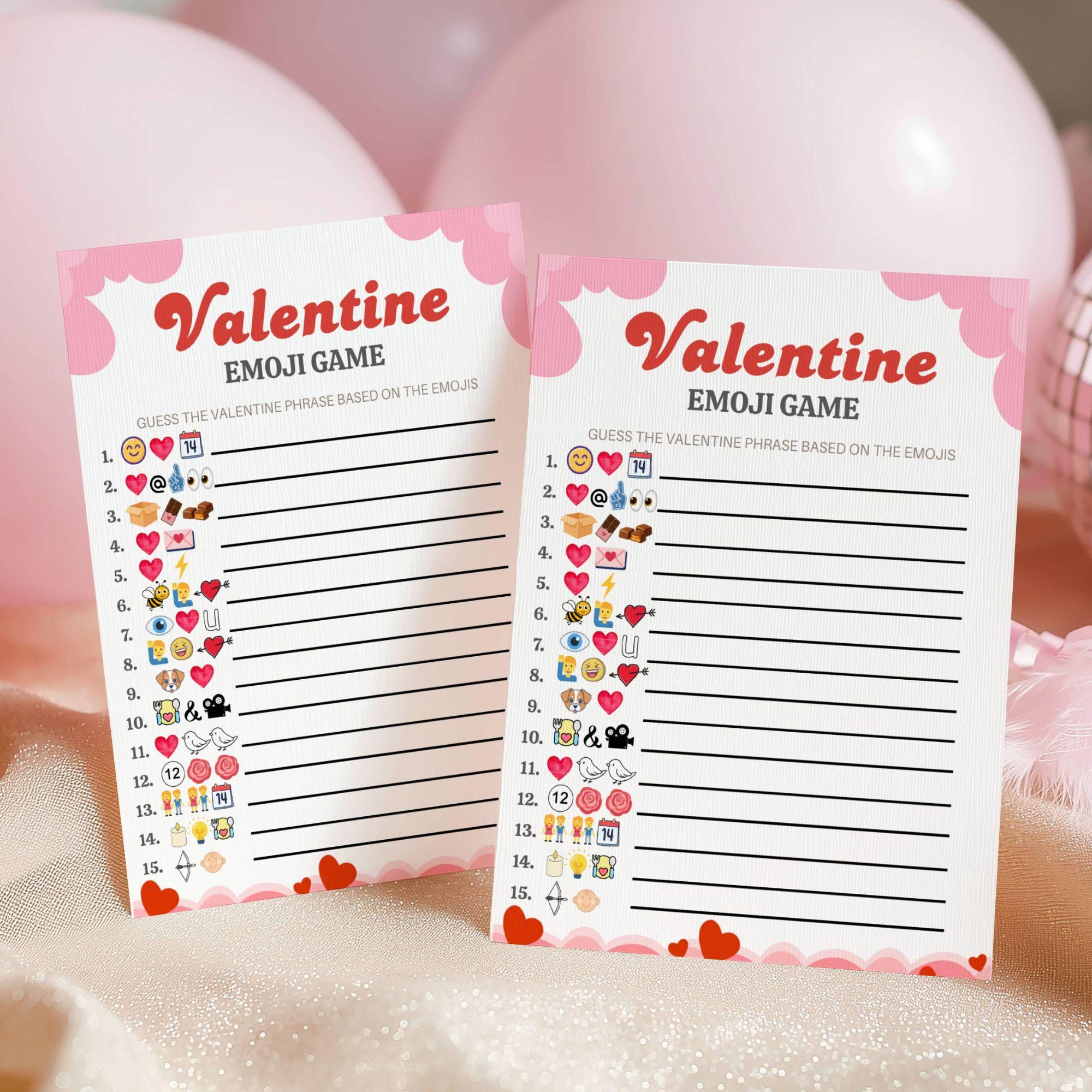 Valentine Emoji Game Printable, Guess the Phrase Valentines Party Game ...