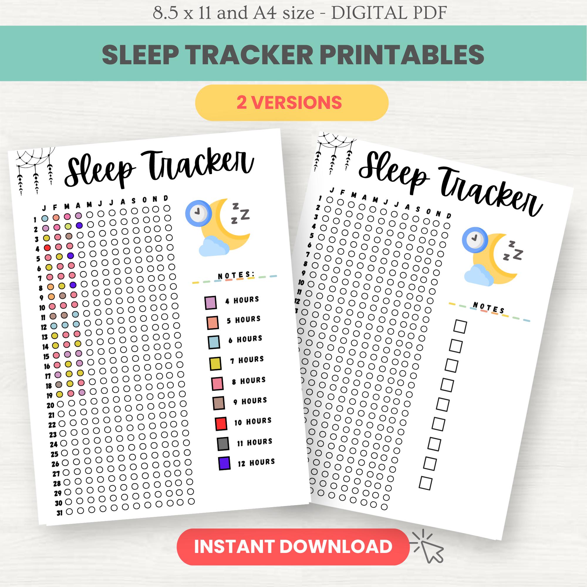 Yearly Sleep Tracker Printable, Sleep Log & Sleep Cycle Chart, Monthly ...