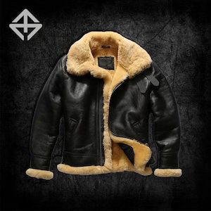 Fait main pour homme 100 % cuir véritable RAF aviator Bomber B3 veste en cuir véritable pour homme manteau en cuir noir peau de mouton pilote veste de vol