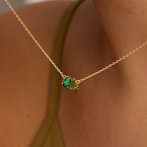 Personalised Heart Birthstone Necklace, Minimalist 2 Birthstone Necklace, Women Necklace, Birthday Gift, Anniversary Gift, Christma Gift