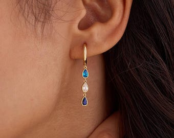 Benutzerdefinierte Birne Birthstone Ohrringe, täglicher Ohrring, Diamant baumeln Ohrringe, Geburtstagsgeschenk, Oma Geschenk für Mama, Muttertagsgeschenk für Sie