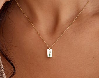 Personalisieren Sie Geburtsstein mit Anfangshalskette, Mehrere Anfangshalsketten, Tag-Halskette, Geburtssteinschmuck, Weihnachtsgeschenk, Geschenk für Mutter