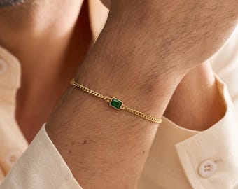 Herren Armband, Benutzerdefinierte Birthstone Armband, Baguette Armband, Vater Armbänder, Familien Geschenk, Junge Freund Geschenk, Weihnachtsgeschenk für Ihn