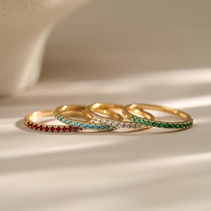 Anpassad familje-födelsestensring, guld-födelsestensring, fin stapelbar ring, minimalistisk mormorsring, födelsedagspresenter, julklappar