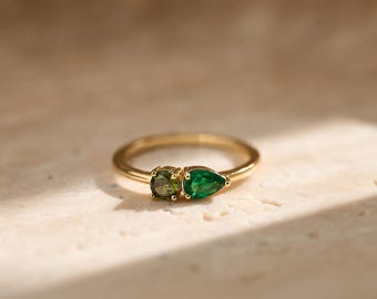 Personalized 2 Birthstone Ring, Daily Gemstone Ring, Family Birthstone Ring, Delicate Birthstone Jewelry, Couples Gift, Mother‘s Day Gift