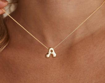 Benutzerdefinierte Blase Brief Halskette, Zierliche 3D Buchstabe Namen Halskette, Initial Halskette, personalisierte Schmuck, Geschenk für Sie, Muttertagsgeschenk