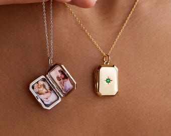 Personalisierte Foto Medaillon Halskette, Birthstone Anhänger, Gedenkschmuck, Geschenk für sie, Andenken Halskette, Muttertagsgeschenk für Mama