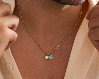 Benutzerdefinierte Birthstone Halskette, Herren Halskette, Papa Halskette von Tochter, Geburtstagsgeschenk, Peronslized Geschenk, Vater Geschenk, Weihnachtsgeschenk für ihn