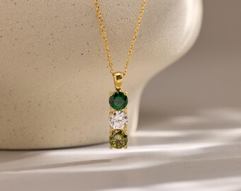 Custom Round Birthstone Necklace, Birthstone Jewelry, Family Necklace, Wedding Gift, Multiple Birthstones Jewelry, Mothers Day Gift