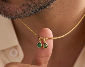 Benutzerdefinierte Birthstone Halskette, Herren Geschenk, Herren Halskette, Familiengeschenk für Sie, Birthstone Schmuck, Geburtstagsgeschenk, Vater Geschenk, Weihnachtsgeschenk
