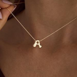 Collier lettre bulle personnalisé, Collier prénom lettre 3D délicat, Collier lettre initiale, Bijoux personnalisés, Cadeau pour elle, Cadeau d'anniversaire