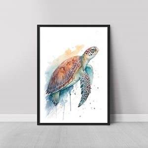 Sea Turtle Watercolor Art Print: Marine Wall Art